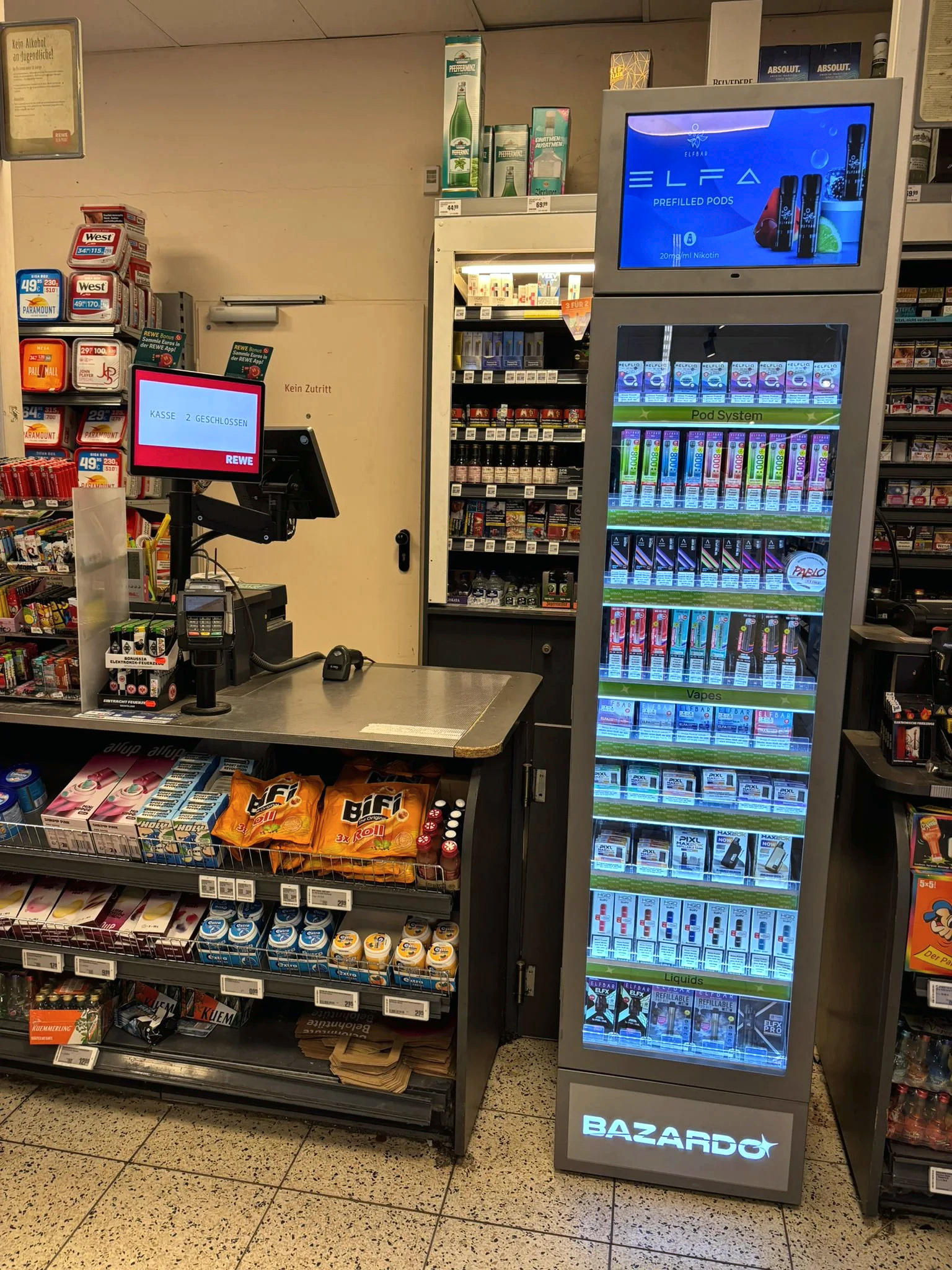 Bazardo Verkaufsvitrine bei Edeka, Frankfurt am Main