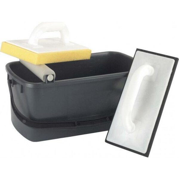 Fliesenleger - Waschset, 3-teilig, 10 Liter, schwarz